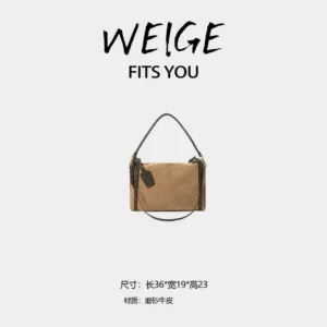 weige [pillow bag] suede calfskin shoulder crossbody bag bv362418 – medium, chestnut brown