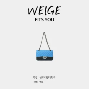 weige【chain bag】cowhide shoulder & underarm crossbody bag bv24072 – klein blue & baby blue b14