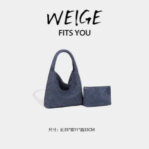 weige select · autumn/winter woven underarm bag – commuter shoulder tote bag y1683 – dark blue b20