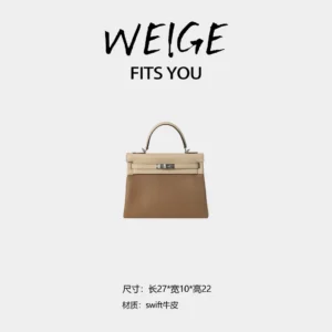 weige【kl28】swift leather tote, shoulder & crossbody bag bv1267 – milk tea colorblock with silver hardware b52