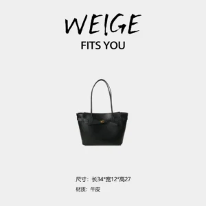 weige【rodeo】cowhide large shoulder bag if9120 – black b53