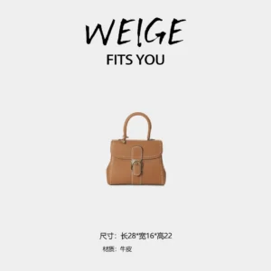 weige [brillant] calfskin crossbody top handle bag bv9051 – caramel