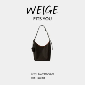 weige [fall/winter new hobo] first layer calfskin shoulder crossbody bag bv6067 – havana