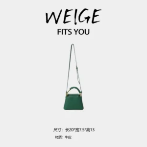 weige [dry rose bag] calfskin top handle shoulder crossbody bag bv8162u – peacock green