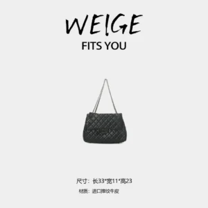 weige [chain bag] imported textured calfskin shoulder crossbody bag bv6606 – black