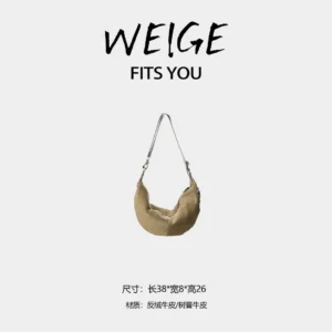 weige [quiverclip] suede & waxed calfskin shoulder crossbody bag bv9336 – dark brown