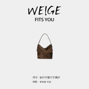 weige [japanese style flap bag] shearling & calfskin underarm crossbody bag bv89 8575 – golden brown