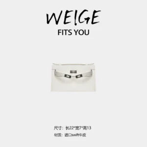 weige [kl 1st gen] imported swift calfskin top handle shoulder crossbody bag bv1294 – mushroom beige with silver tone hardware