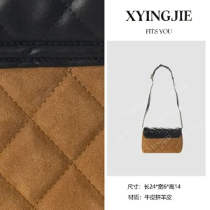 xyingjie · original design premium genuine leather top handle shoulder bag if250635 – black with brown accents
