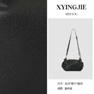 xyingjie · original design premium genuine leather top handle shoulder bag bv1109 – black & grey
