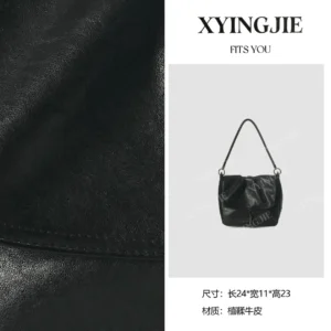 xyingjie · original design premium vegetable tanned leather top handle shoulder bag bv2924 – black