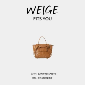 welge [catfish bag] lmported first layer waxed calfskin top handlecrossbody bag bv6805 chestnutbrown