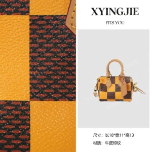xyingjie · original design premium genuine leather top handle shoulder bag bv4286 – plaid yellow a 38