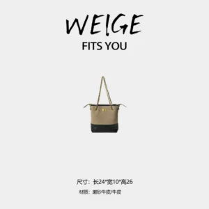 weige [bucket bag] matte leather crossbody bag bv2506121 light gray with black accent