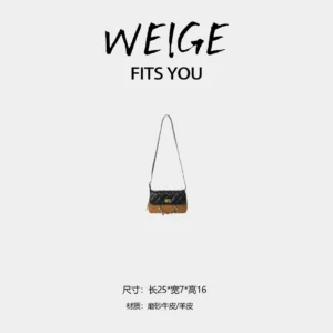 welge [flap bag] matte leather /sheepskin shoulder crossbody bagf250635 black with brown accents
