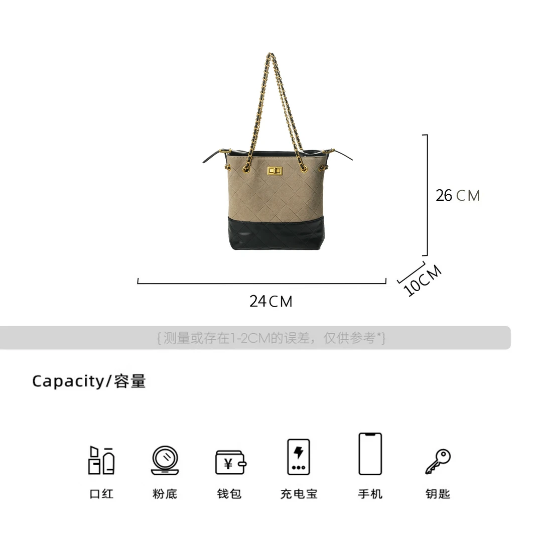 weige [bucket bag] matte leather crossbody bag bv2506121 light gray with black accent